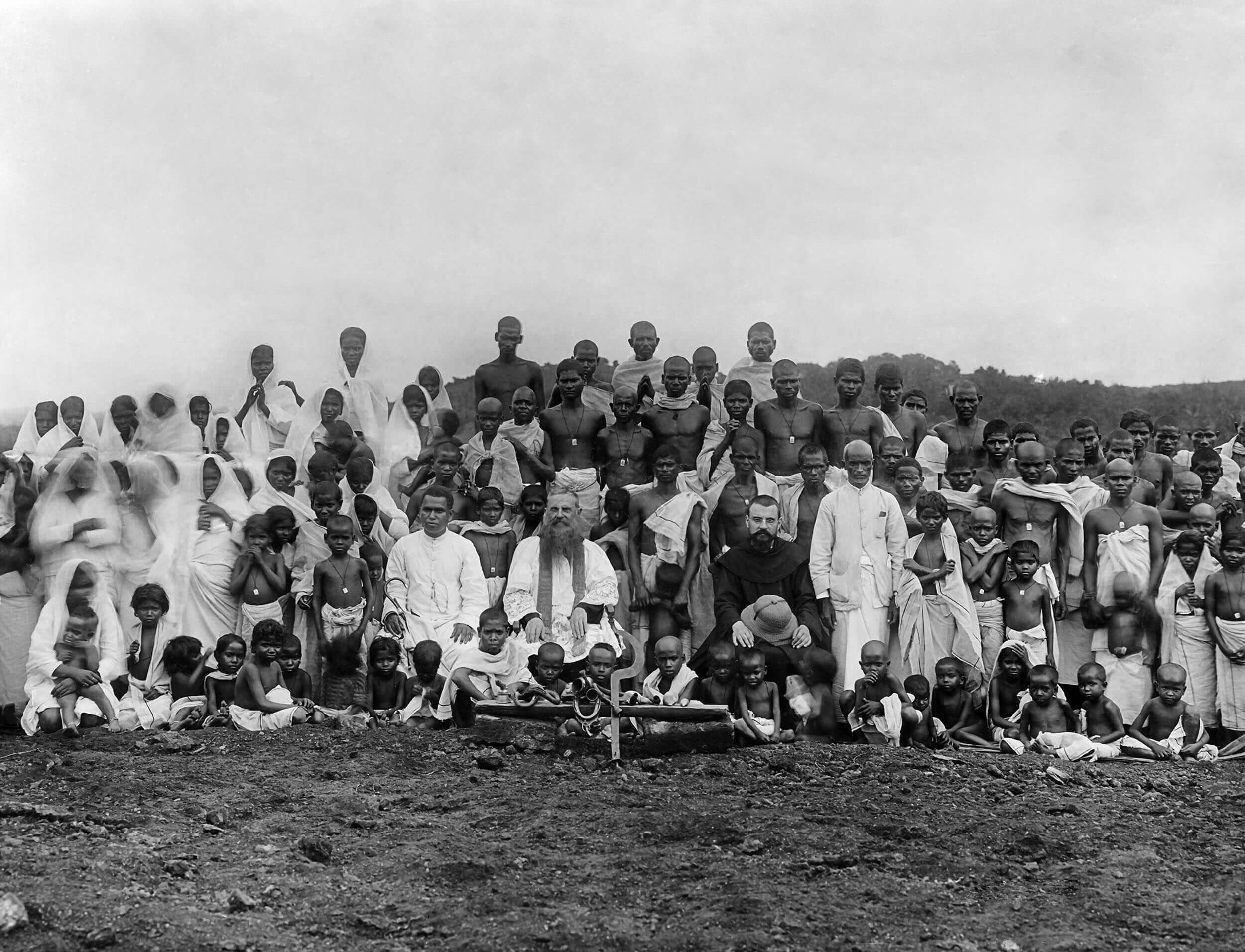 Archival photograph — outdoor crowd gathering