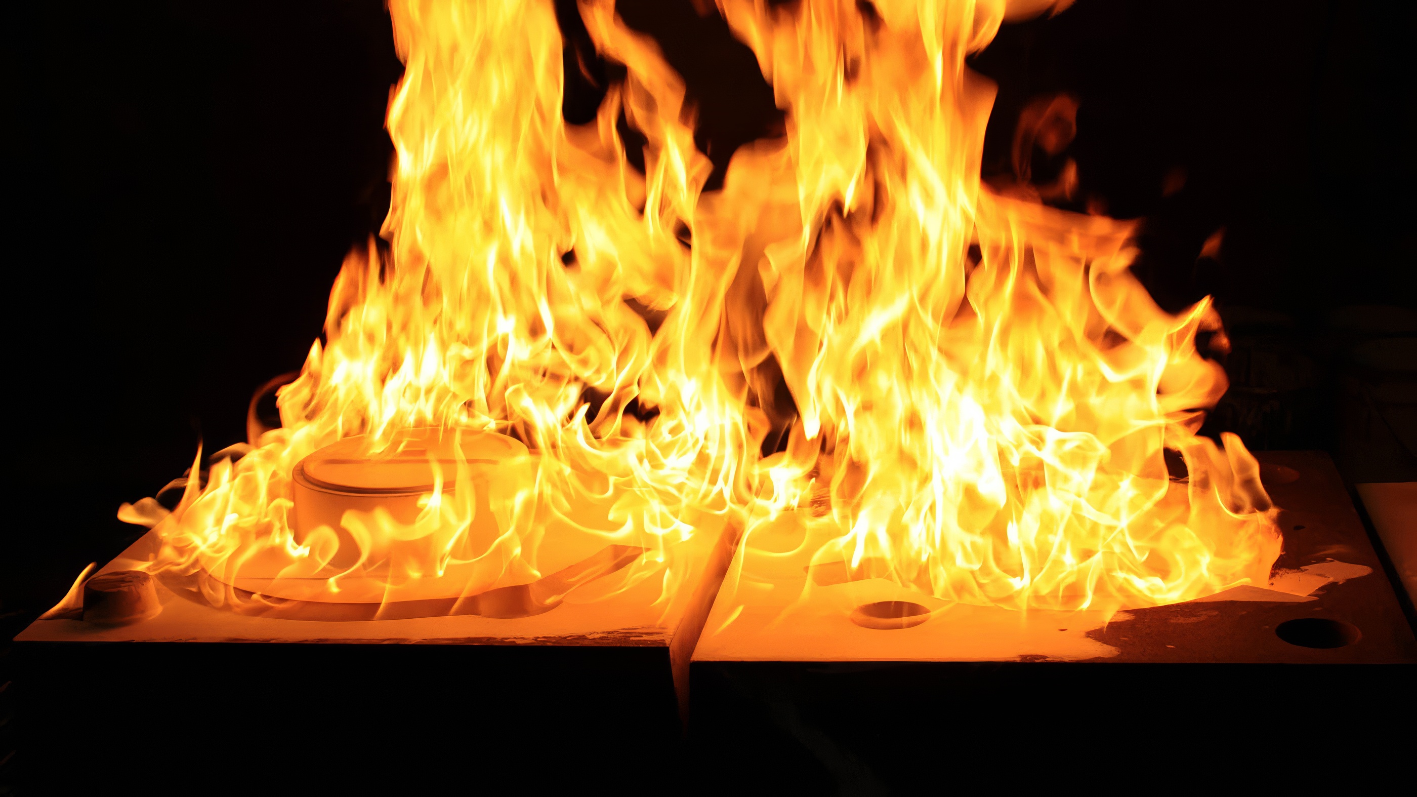 Flame during the casting process