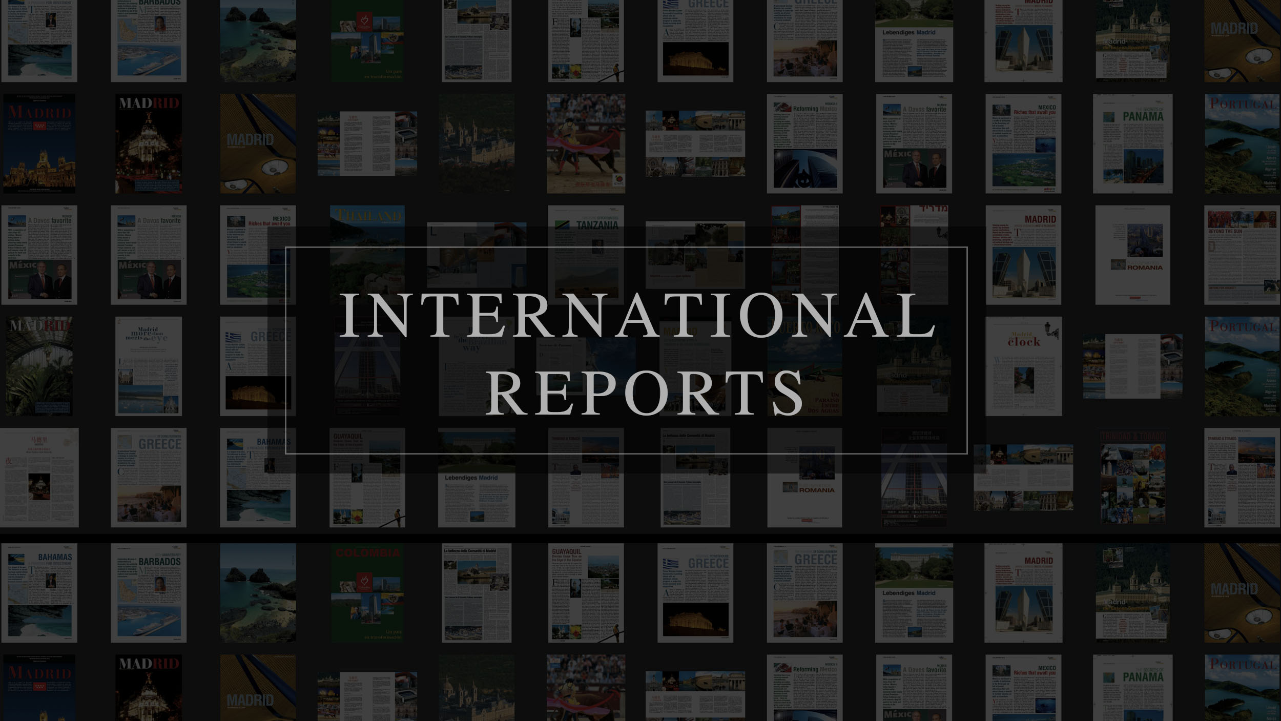 International Editorial Reports — masthead wall of published editions