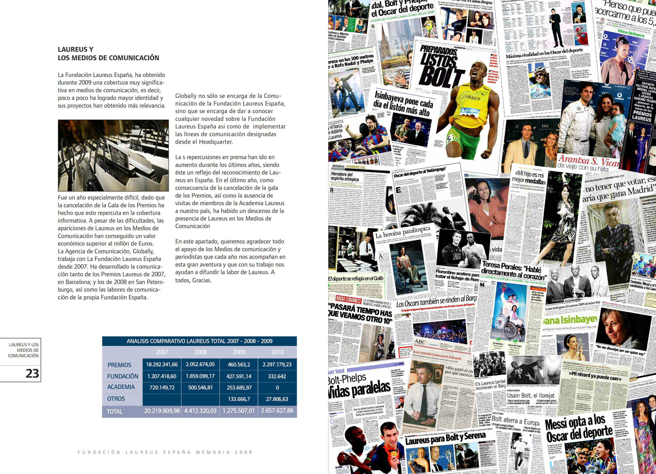 Media coverage spread with press clippings collage