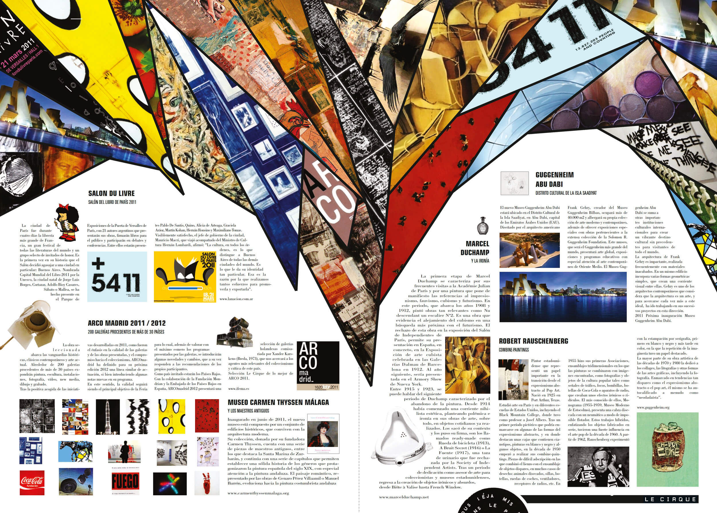 Le Cirque spread — colourful triangular collage composition