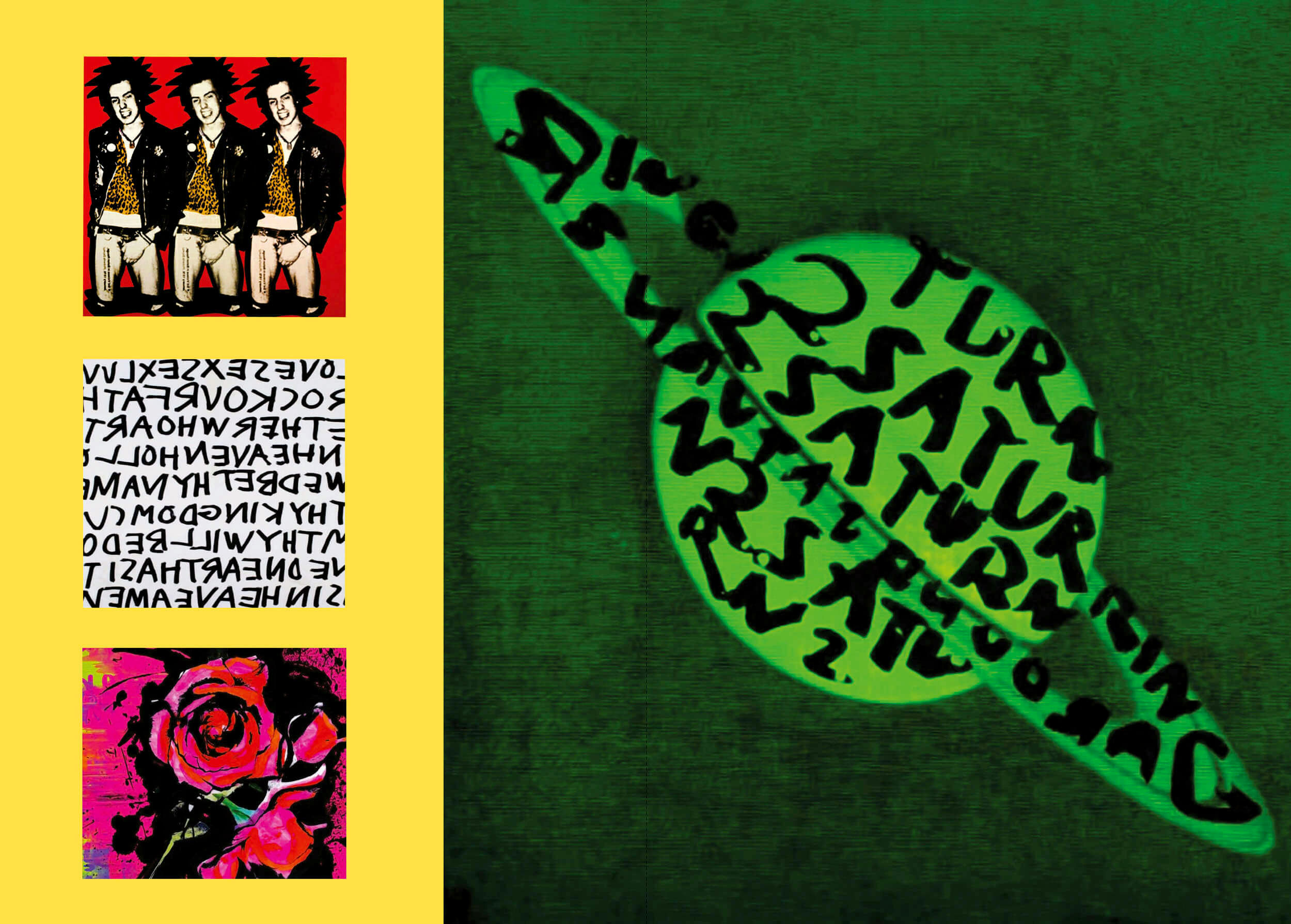 Le Cirque spread — green and yellow abstract editorial composition
