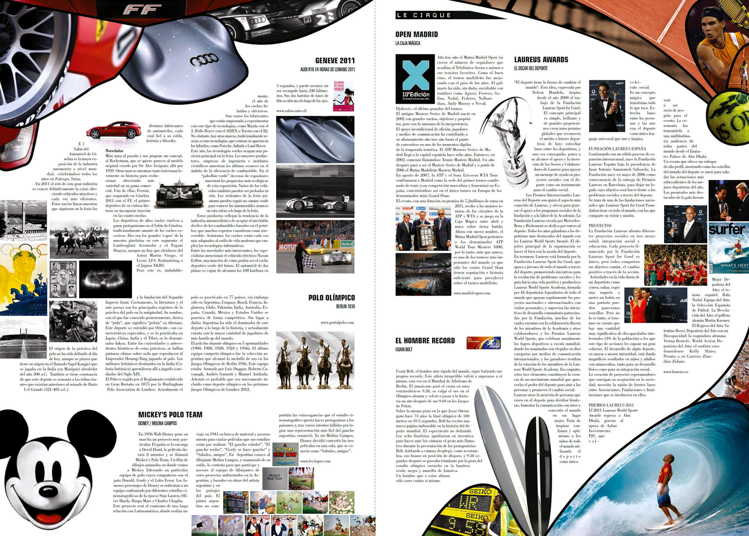 Le Cirque spread — colourful editorial page with pop culture references