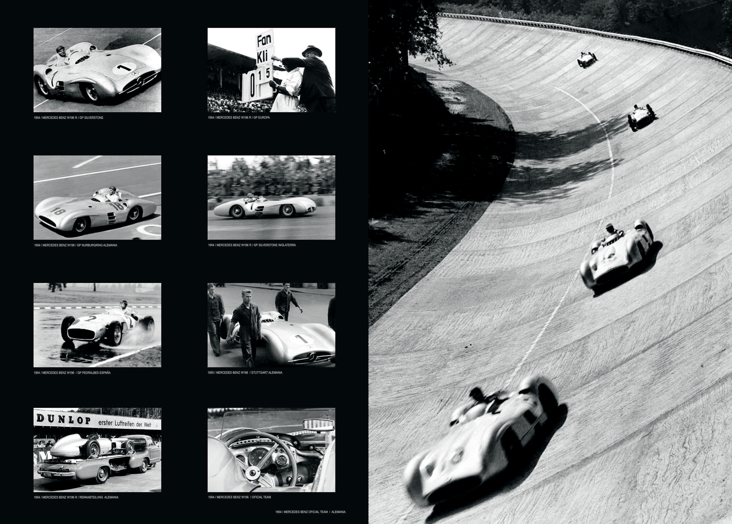 Le Cirque spread — black-and-white racing car photo montage