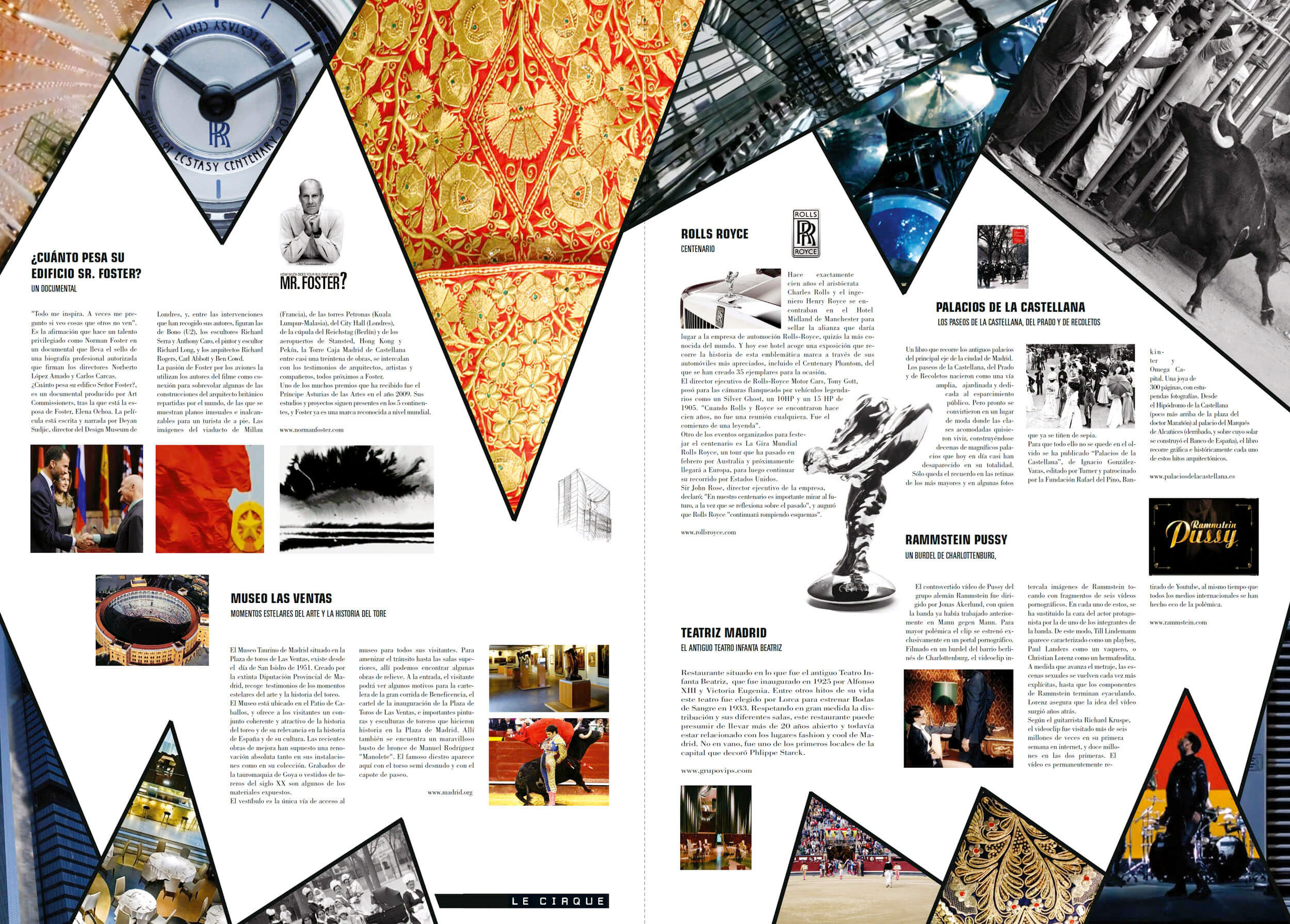 Le Cirque spread — triangular abstract collage composition