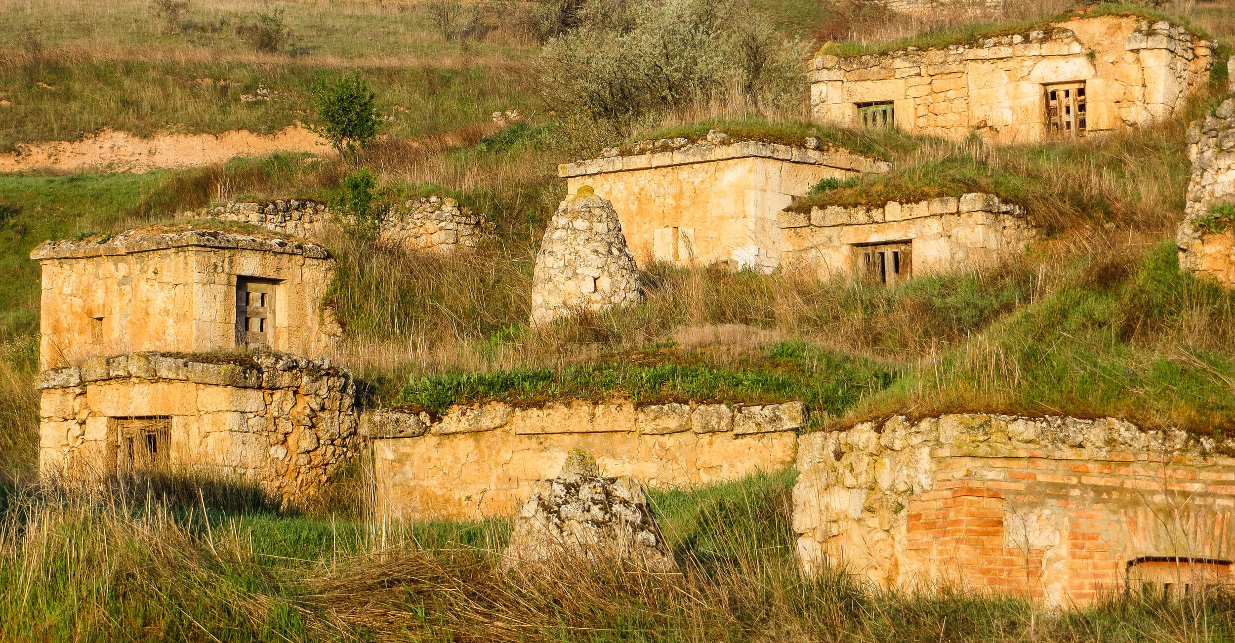 Traditional underground bodegas built into the hillside, San Martín de Rubiales