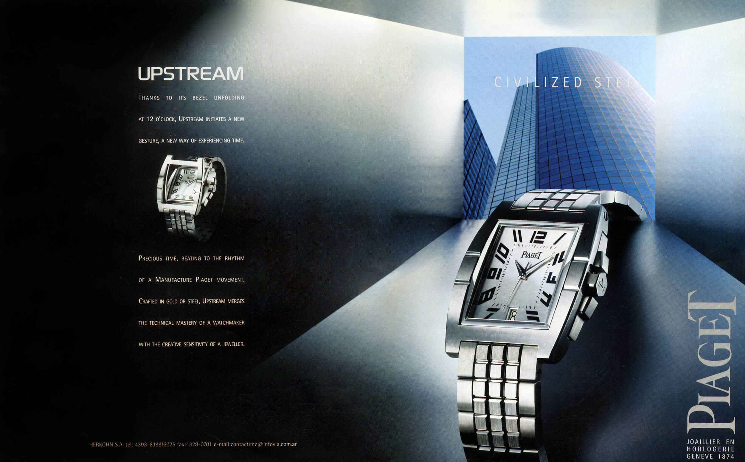 Piaget advertisement — Upstream, "Civilized Steel"