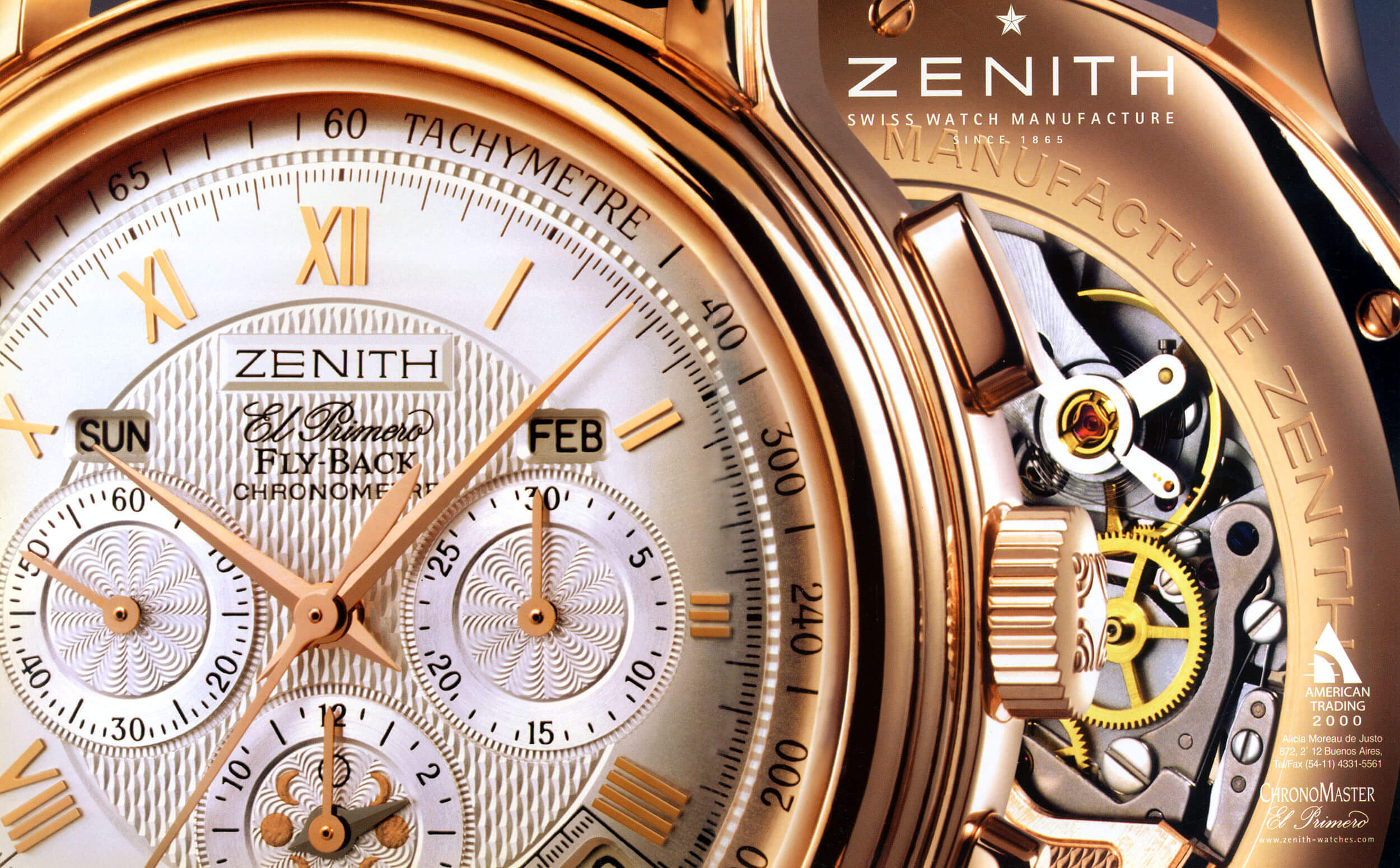 Zenith advertisement — ChronoMaster El Primero Fly-Back, macro detail