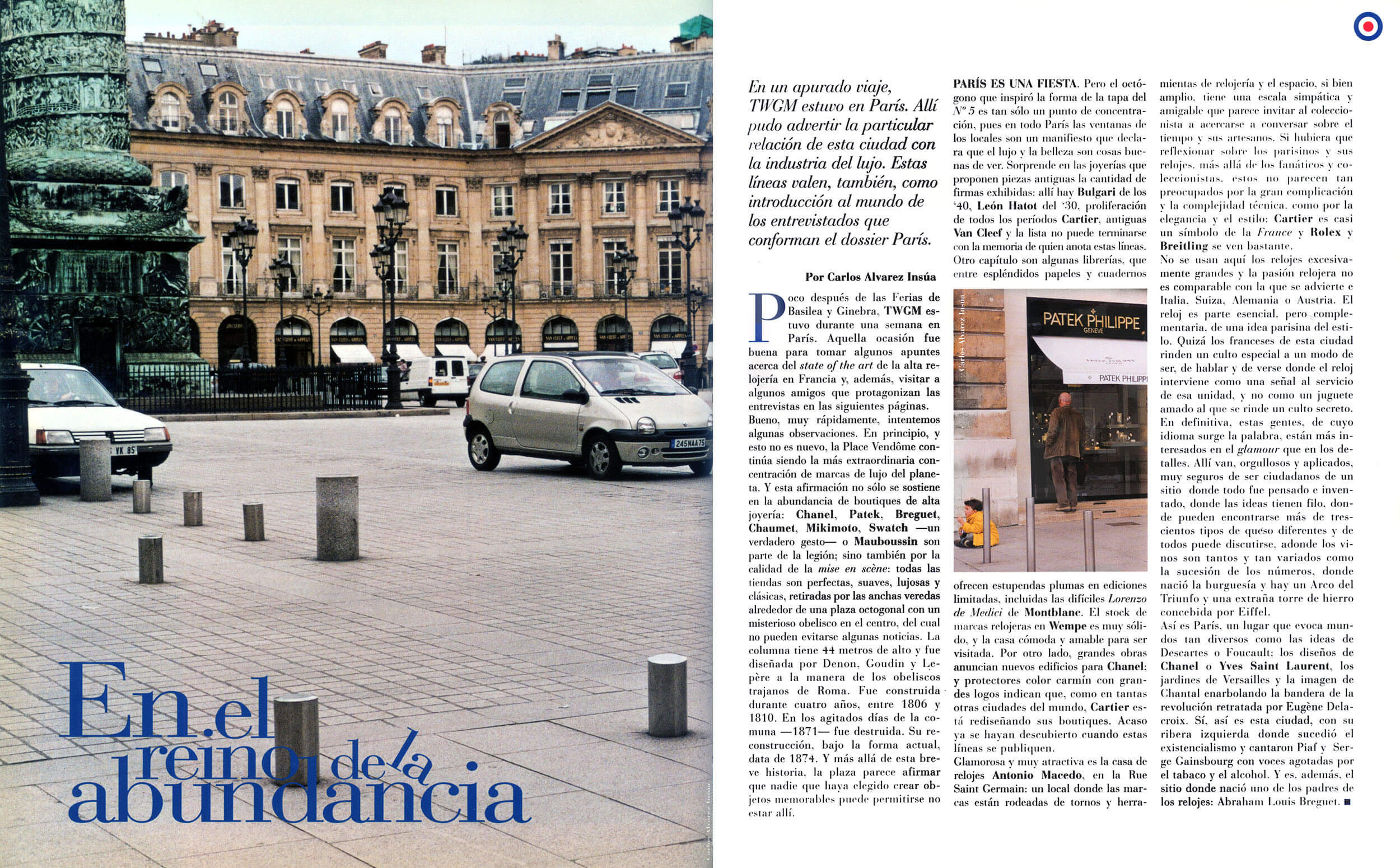 Editorial spread — 'En el reino de la abundancia', Place Vendôme