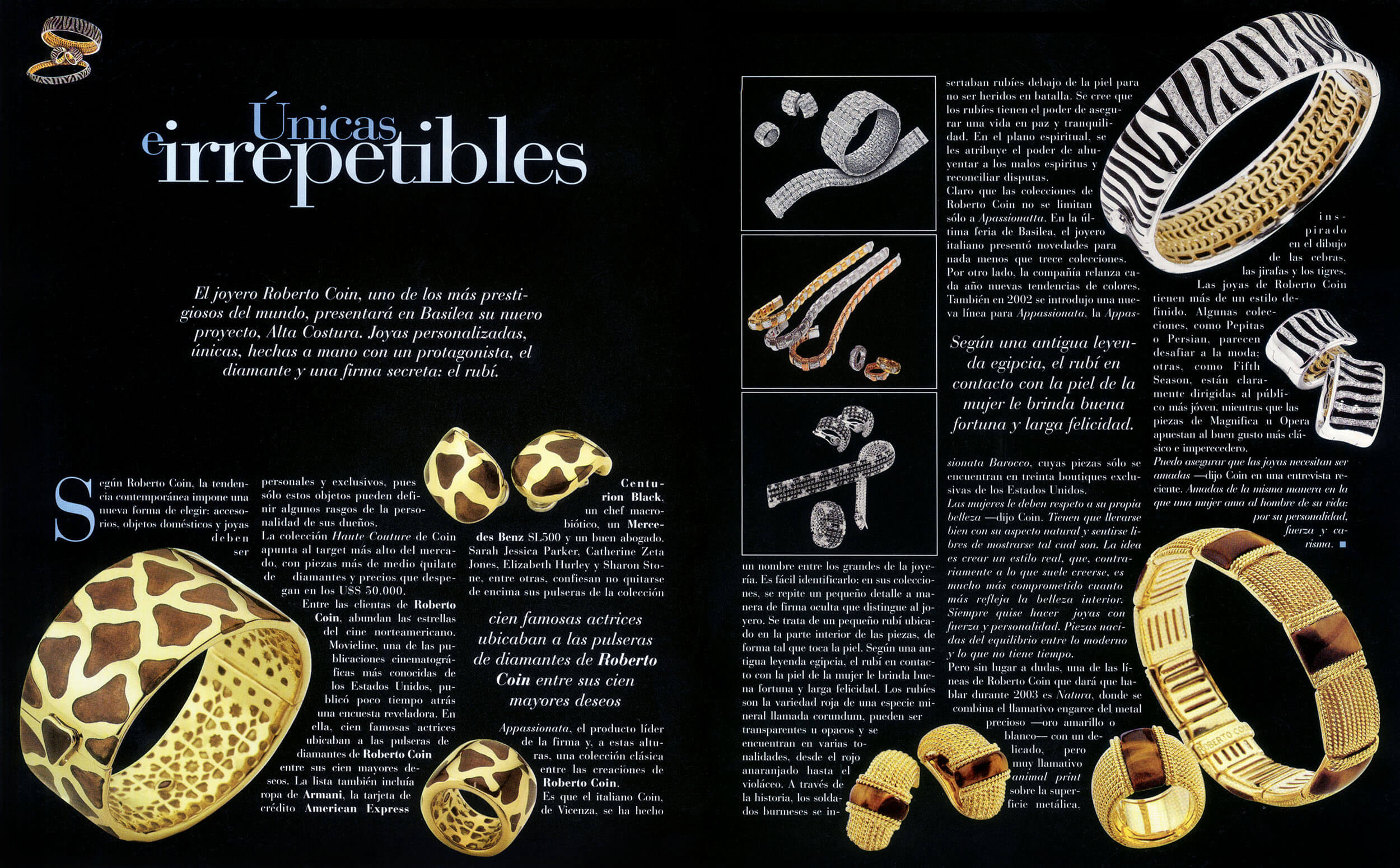 Editorial spread — 'Irrepetibles', gold jewellery detail