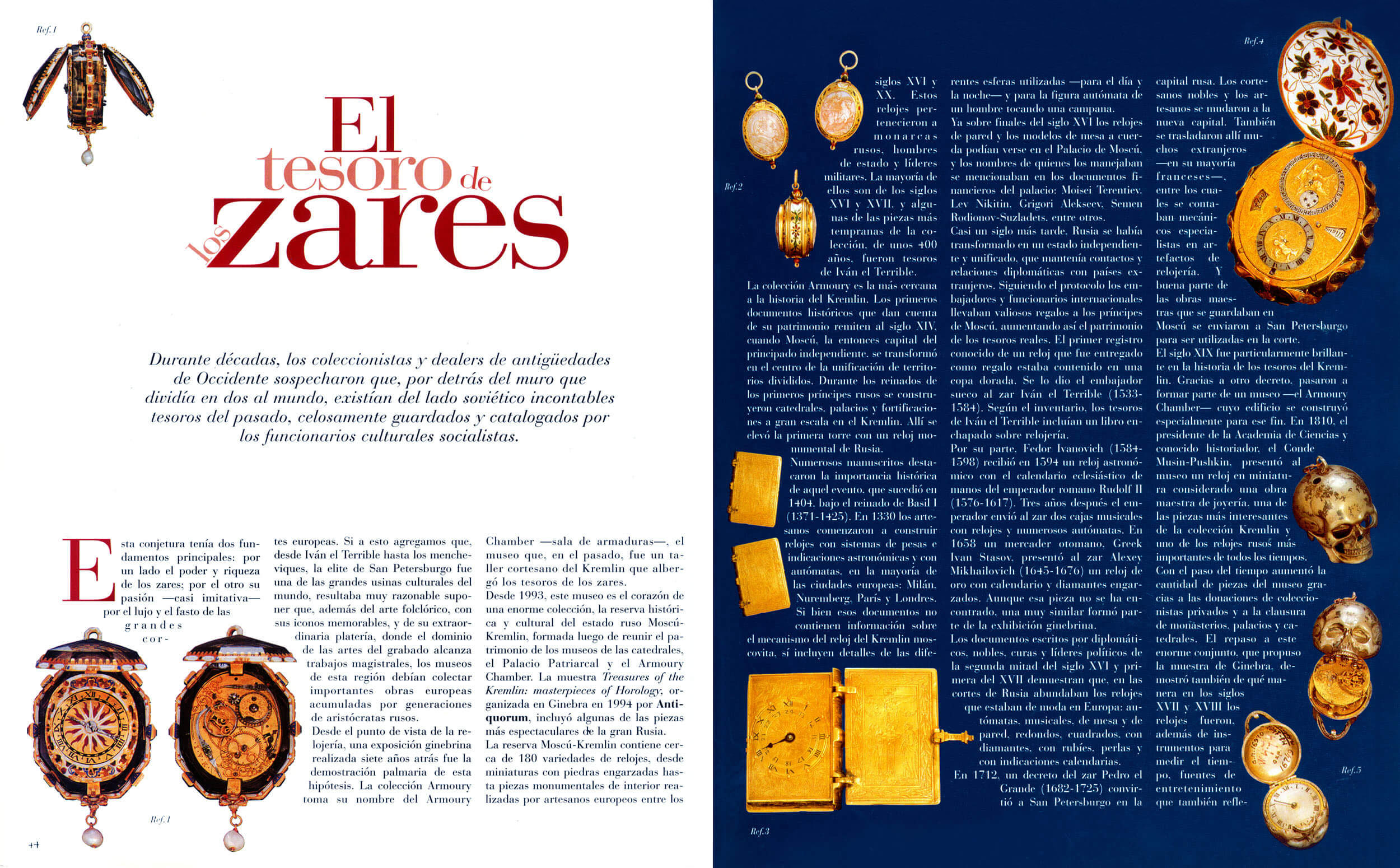 Editorial spread — 'El tesoro de los zares', Russian medals and coins
