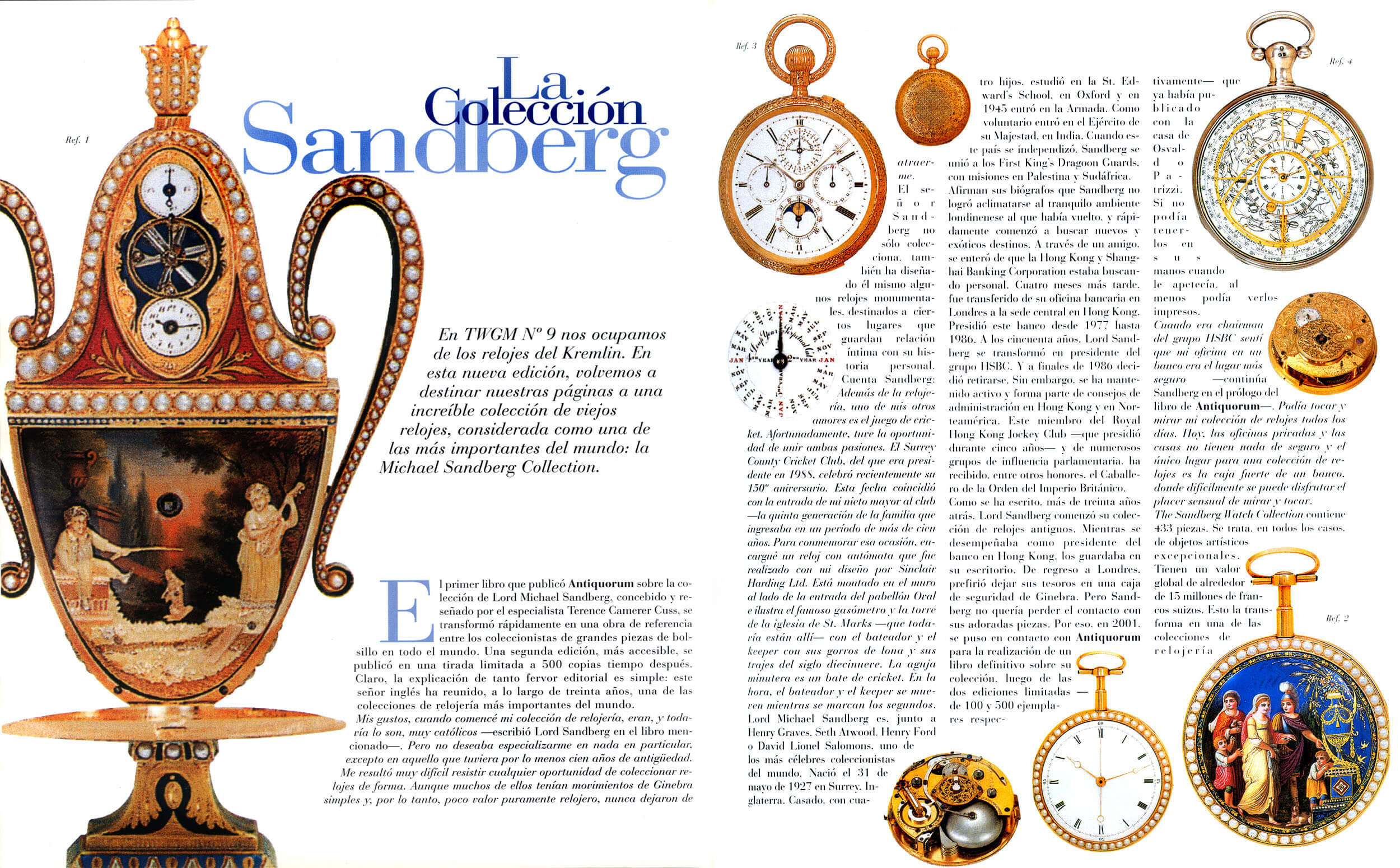 Editorial spread — 'La Colección Sandberg', antique pocket watches